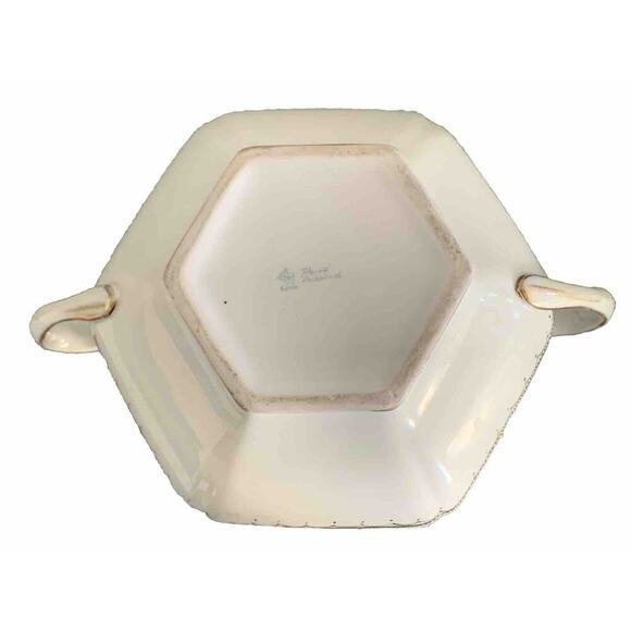 Vintage Nippon Gold Gilded Moriage Porcelain Hexagon Sugar Bowl Hand Painted Lid - Picture 3 of 14